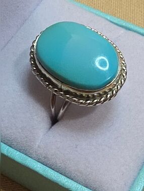 SLEEPING BEAUTY TURQUOISE STERLING SILVER LADIES RING SIZE 6.5